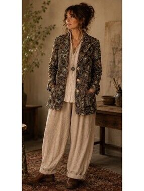 Youngja Design Zio Vintage Tapestry Paisley Jacket Wearable Art Lagenlook L